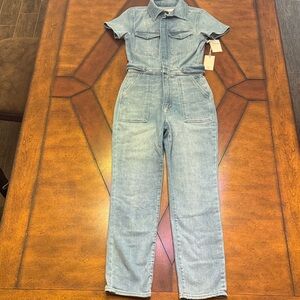 Good American Sky Blue Denim Overalls